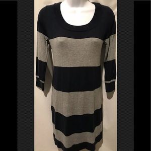 GAP Dress Gray Blue Striped Tunic Sweater Scoop